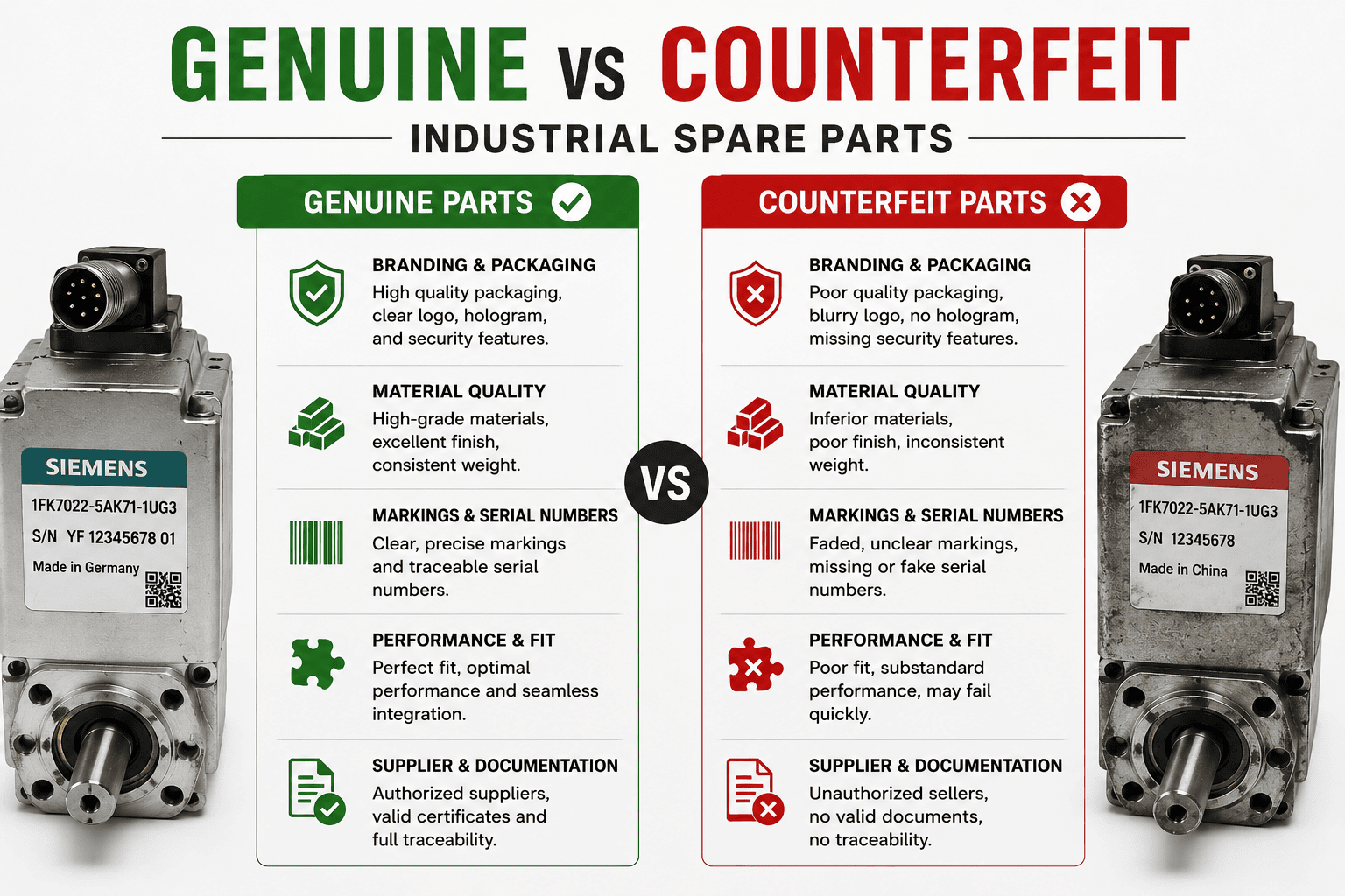 How to Identify Genuine vs Counterfeit Industrial Spare Parts: A Guide for Manufacturers